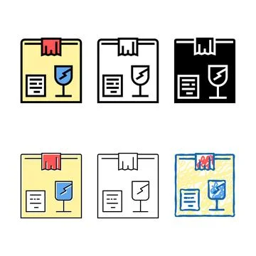 Fragile box color icon variations vector Stock Illustration