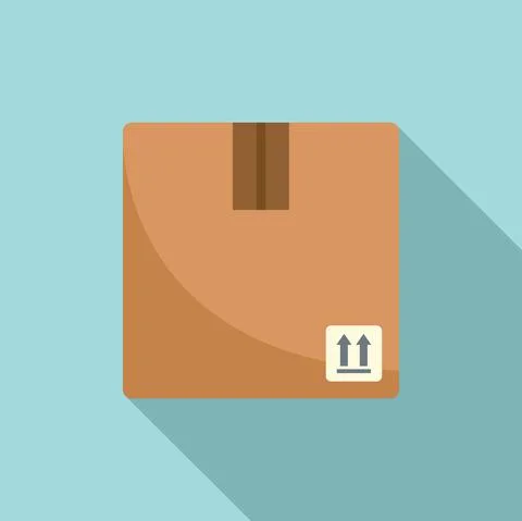 Fragile box icon flat vector. Delivery package Illustrazione stock
