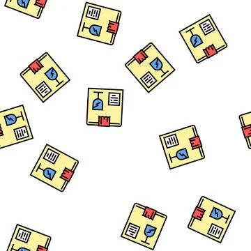 Fragile box vector seamless pattern Illustrazione stock