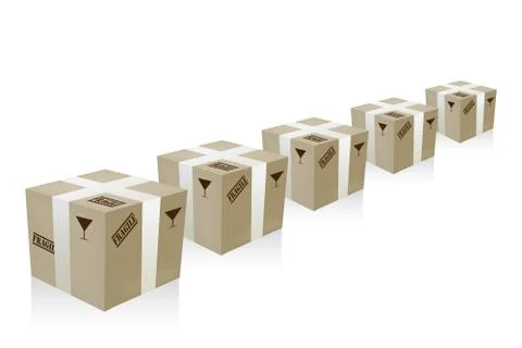 Fragile cardboard boxes Illustrazione stock