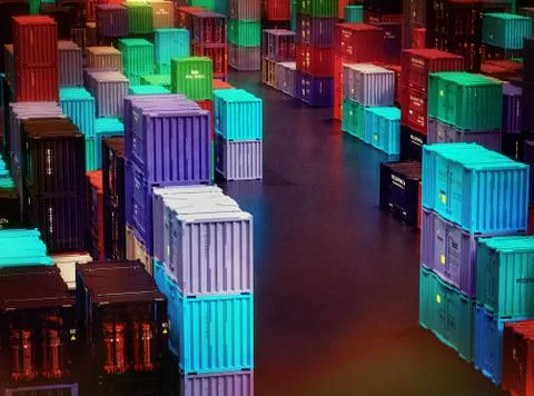 Fragile commodity containers freight cargo in warm dry storage facilities. Stock Illustration