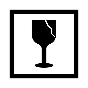 Fragile flat icon 库存插图