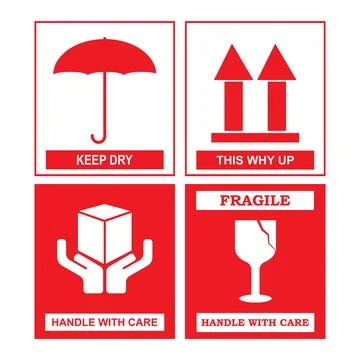 Fragile flat icon 库存插图