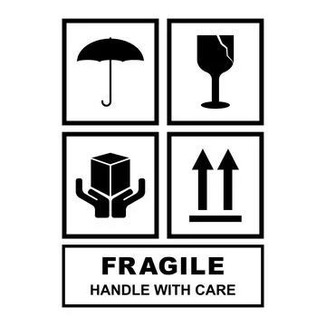 Fragile flat icon 库存插图