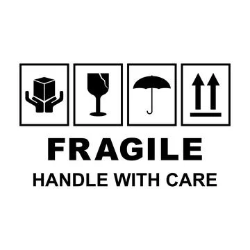 Fragile flat icon 库存插图