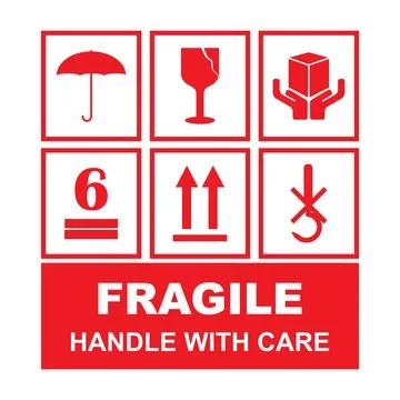 Fragile flat icon 库存插图