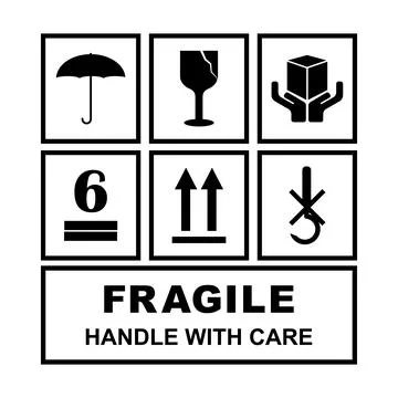 Fragile flat icon 库存插图
