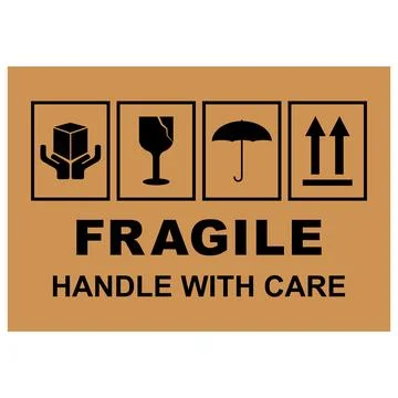 Fragile flat icon 库存插图