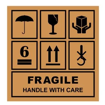 Fragile flat icon 库存插图