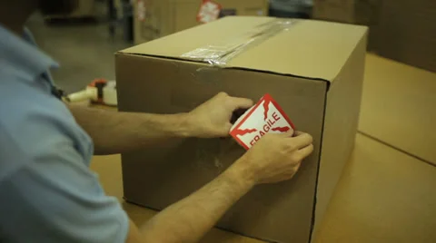 Fragile Label Box 動画素材 33073299