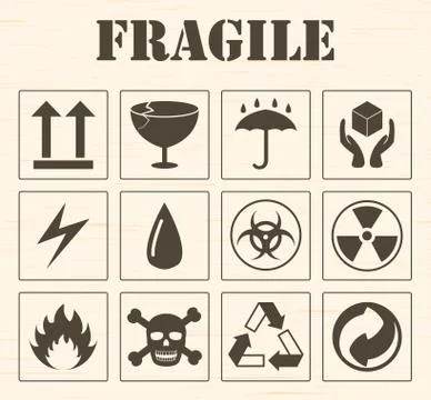 Fragile logo set 스톡 일러스트