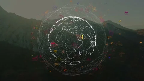 The fragile model of the planet is surrounded by a protective sphere with Vídeos de archivo 194032255