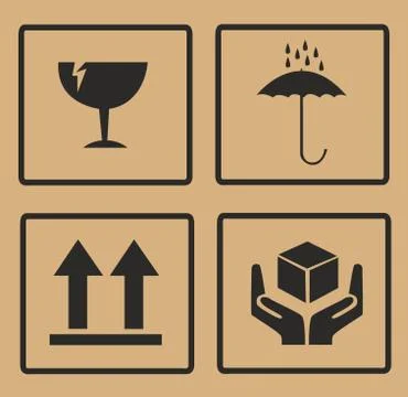 Fragile or Breakable Material packaging symbol Stock Illustration