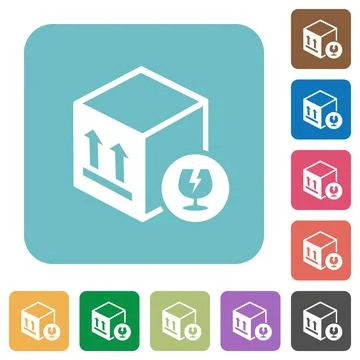 Fragile package rounded square flat icons 스톡 일러스트