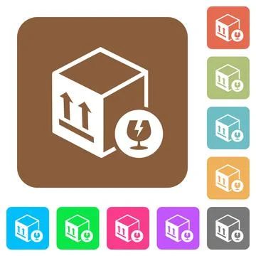 Fragile package rounded square flat icons Illustrazione stock