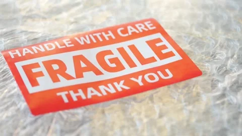 Fragile Package with Warning Label for Safe Handling Stock Footage 301424681