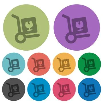 Fragile parcel delivery solid color darker flat icons Stock Illustration