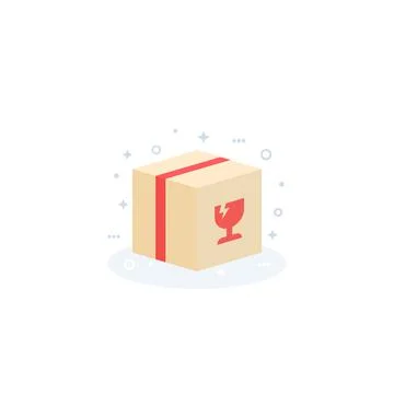 Fragile parcel, package vector icon 스톡 일러스트