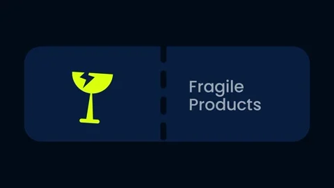 Fragile Products Feature Button with Yellow Wine Glass Icon Stock Footage 334471415