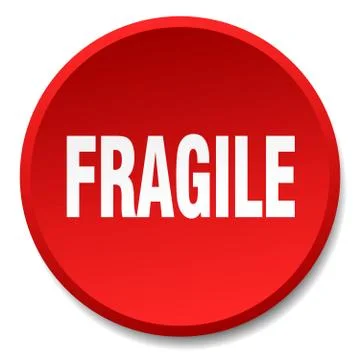 Fragile red round flat isolated push button Stock Illustration
