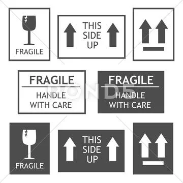 Fragile shipping labels Stock Illustration