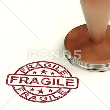 Fragile stamp shows breakable or delicate products for delivery Stock Illustration