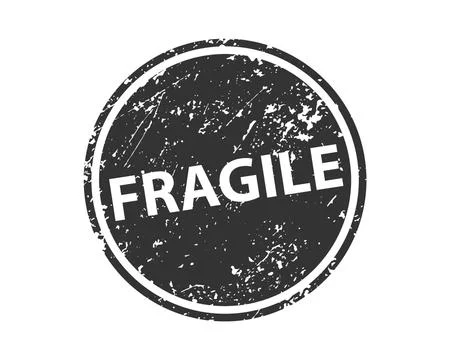 Fragile stamp vector texture. Rubber cliche imprint. Web or print design elem Illustrazione stock