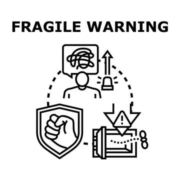 Fragile warning concept showing vulnerability and protection Stock Illustration