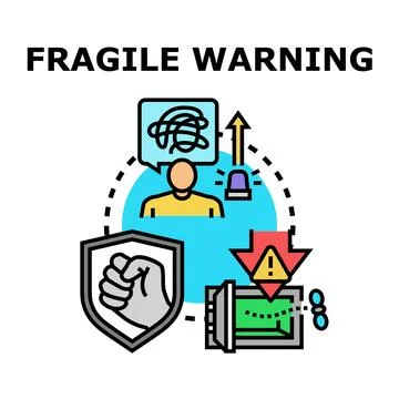 Fragile warning concept showing vulnerability and protection Stock Illustration