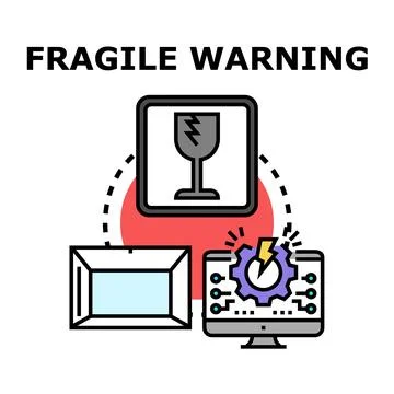 Fragile warning icon symbolizing shipping and delivery risk Stock Illustration