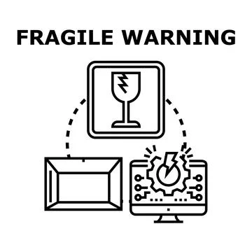 Fragile warning icon symbolizing shipping and delivery risk Stock Illustration