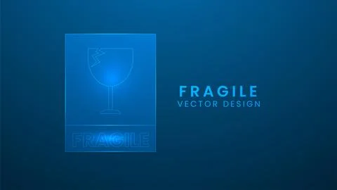 Fragile warning label. Care logistics and delivery labels concept. Vector i.. Stock Illustration