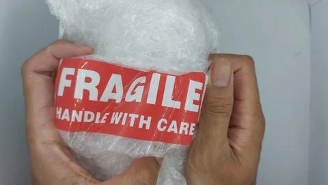 Fragile warning label Stock Photos