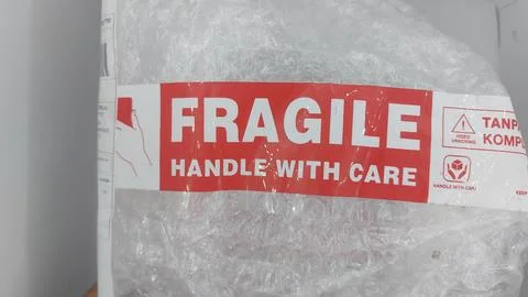 Fragile warning label Stock Photos