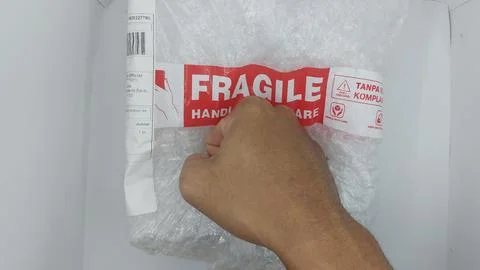 Fragile warning label Stock Photos