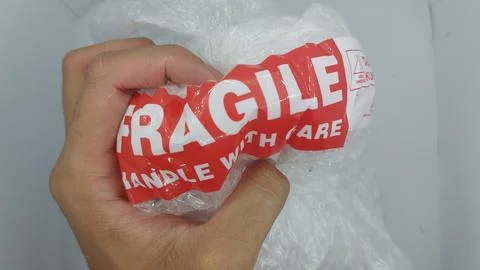 Fragile warning label Stock Photos