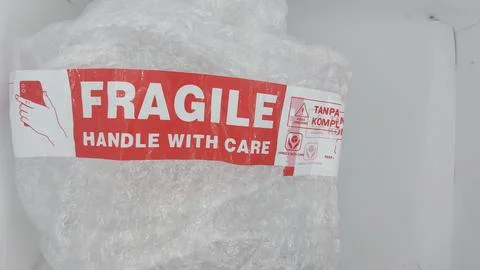 Fragile warning label Stock Photos