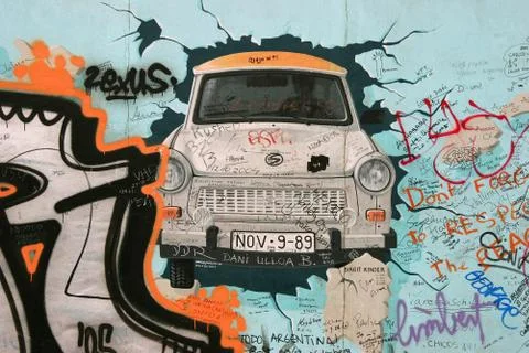 Fragment of Berlin wall Stock Photos