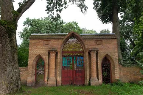 A fragment of the brick gate Stock Photos