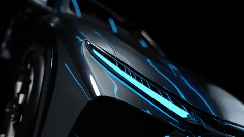 A fragment of a car with the effect of neon glare on the car body 스톡 동영상 273473985