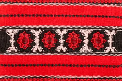 Fragment of Carpet with Folk Pattern Design Stock Photos