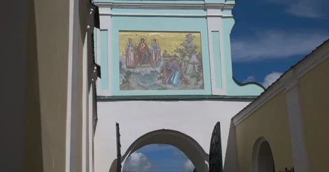 Fragment of the Catherine gate St Trinity Ipatiev monastery. Kostroma Stock Footage 64591461