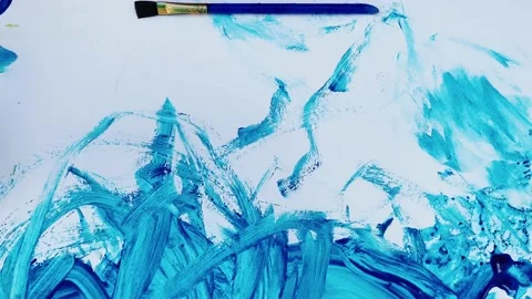 Fragment of children's drawing in the process of creation. Abstract smears of Vídeos de archivo 151744047