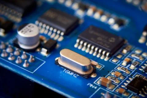 Fragment of a computer circuit board Stock Photos