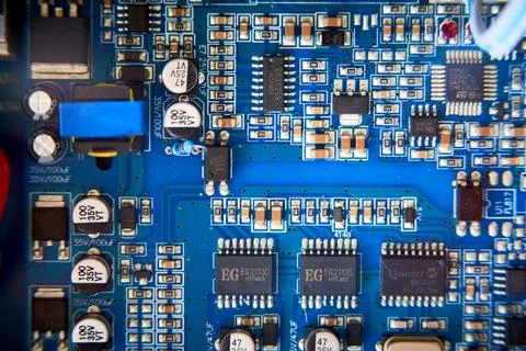 Fragment of a computer circuit board Stock Photos