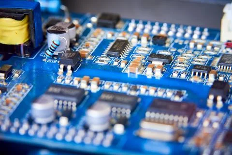 Fragment of a computer circuit board Stock Photos
