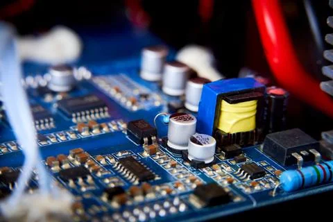 Fragment of a computer circuit board Stock Photos