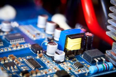 Fragment of a computer circuit board Stock Photos