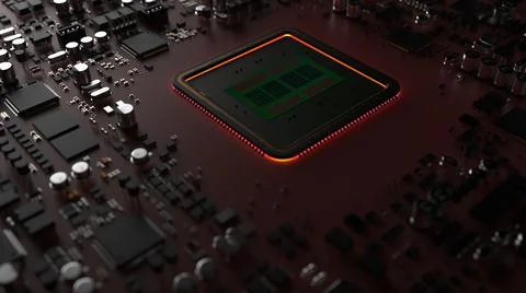 A fragment of computer hardware components. the inside of a powerful processo 写真素材