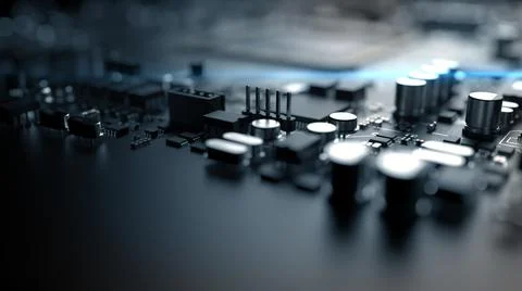A fragment of computer hardware components. powerful cpu on a chip Stock Photos